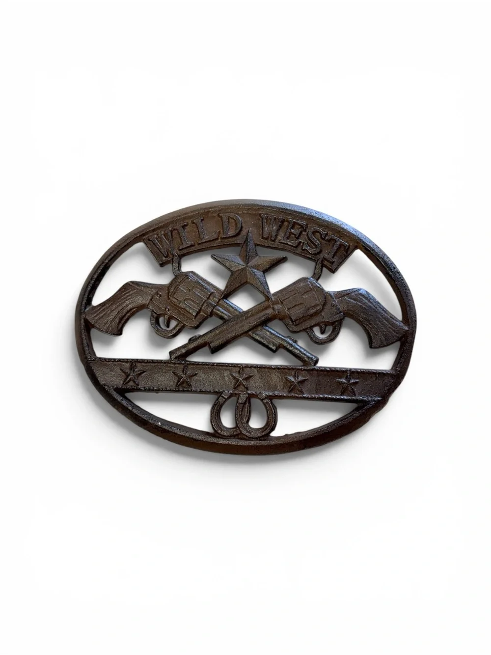 Cast Iron Wild West Metal Wall Plaque or Trivet